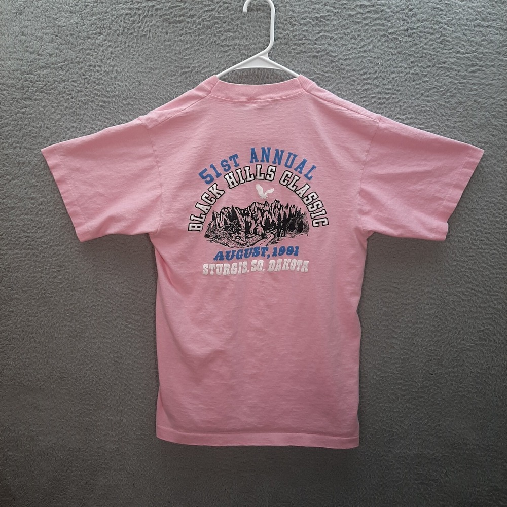 Vintage‎ Sturgis Shirt Womens Medium Pink Single Stitch Tee 1991 South Dakota